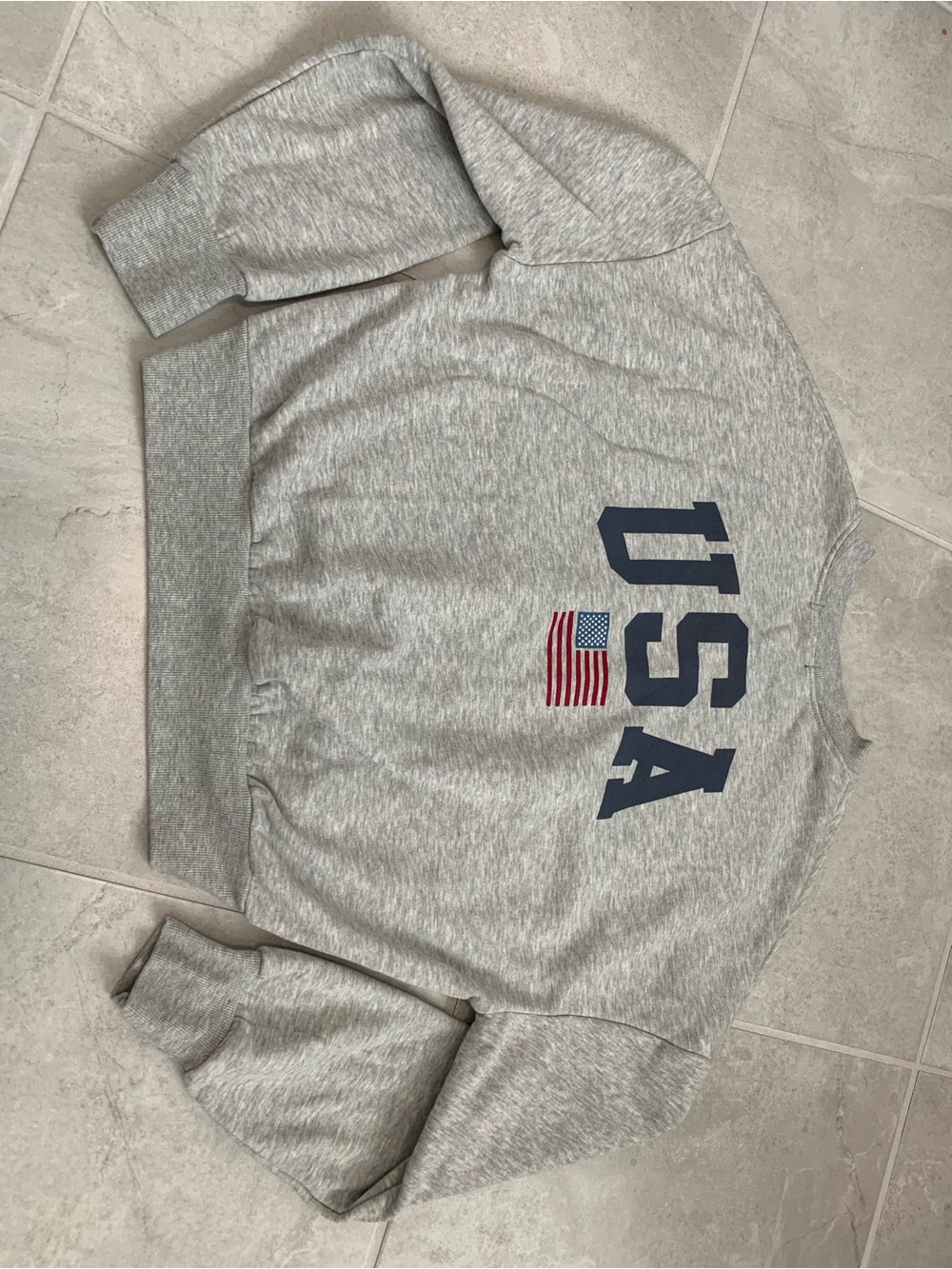 USA Graphic Crewneck Sweater - Light Gray